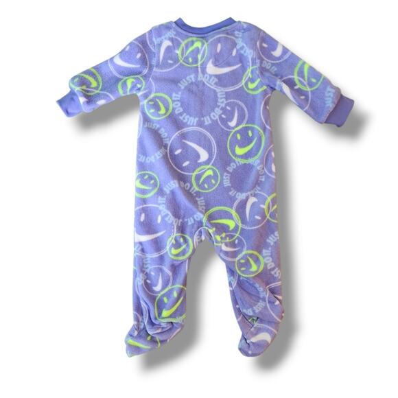 Nike Smiley Logo Fleece Footies One Piece In Purple - Picture 2 of 3